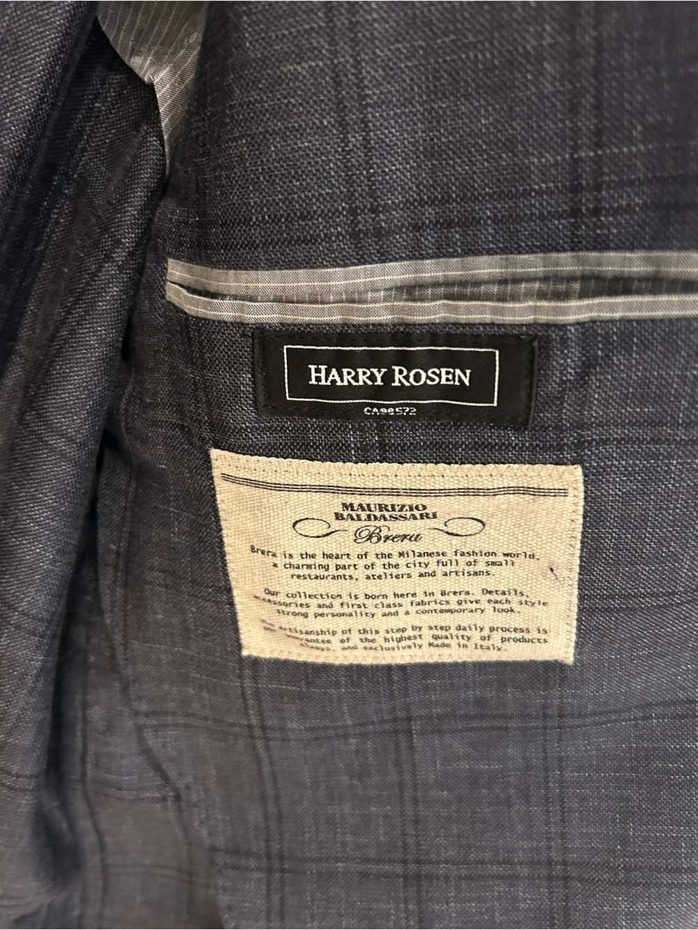 Harry Rosen Dark/Navy Blue Windowpane Sport Coat - Picture 2 of 12